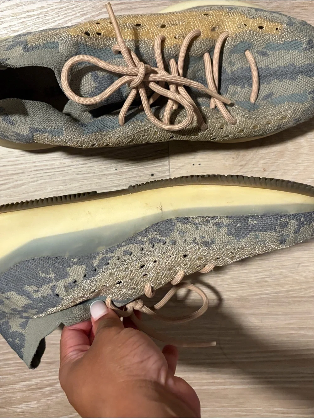 adidas Yeezy Knit Sneakers in Beige and Yellow